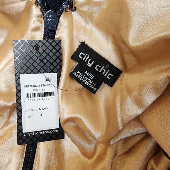 NWT City Chic Dress Rare Beauty FF Navy M = 18 = 2X - Picture 5 of 5